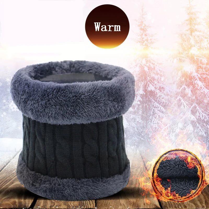 Herren einfarbig weich gestrickt Ring-Schleifenkragen Schal Winter dick Plüsch Wolle Lätzchen Männlich warm Snood Kurze Schals Kreis Halstuch