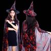 Cosplay Props Halloween Blood Costume Blood Printed Horror Cape Terrifying Witch Cloak Hat Set  Men