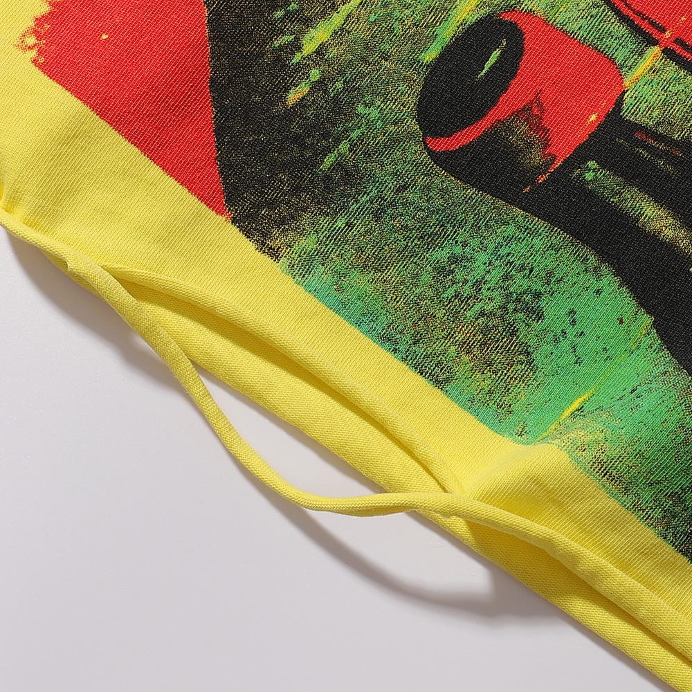 Skateboard Skeleton Print Hot Stamping, Water Washing, Hole Breaking, Making Old Short Sleeved T-shirt for Men and Women