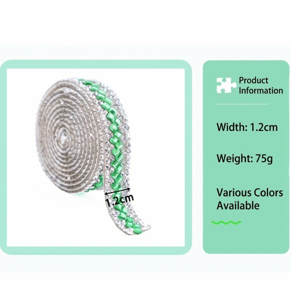 3 Yards Self Adhesive Glass Rhinestone Flexible Sparkling Rhinestone Strip Shiny DIY Decoration Apparel Accessory Clothing Decor
