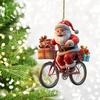 Santa Claus Ornament Christmas Tree Pendant Santa Ride Flat Bike Hanging Decoration DIY Xmas Tree Decor
