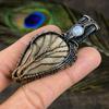 Natural Wood Jasper, Moonstone Gemstone Copper Wire Wrap Pendant 2.88" P4Q77