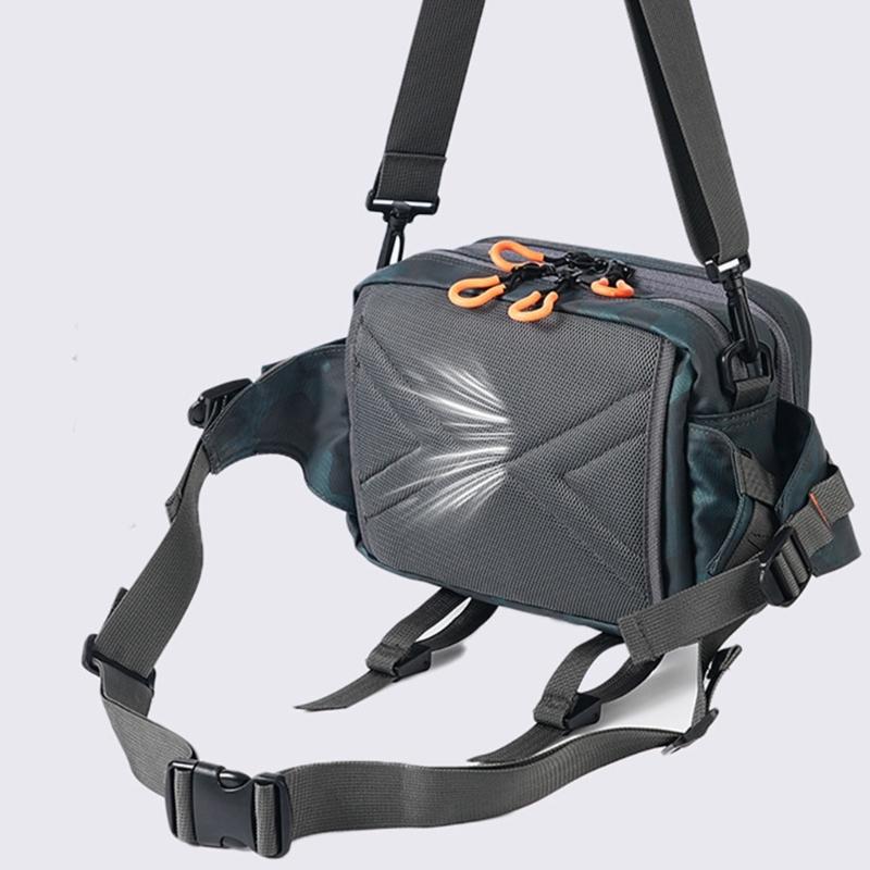 Fishing Pack Water Resistant Crossbody Single Shoulder Bag Multifunctional Outdoor Fishing Tackle Storage Bag Portable