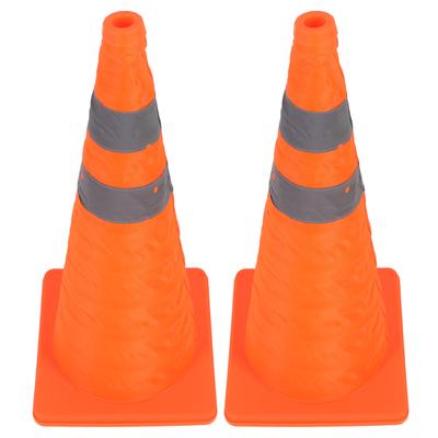 2 conuri de trafic pliabile de 70 cm cu guler reflectorizant, con de securitate portocaliu pentru parcare