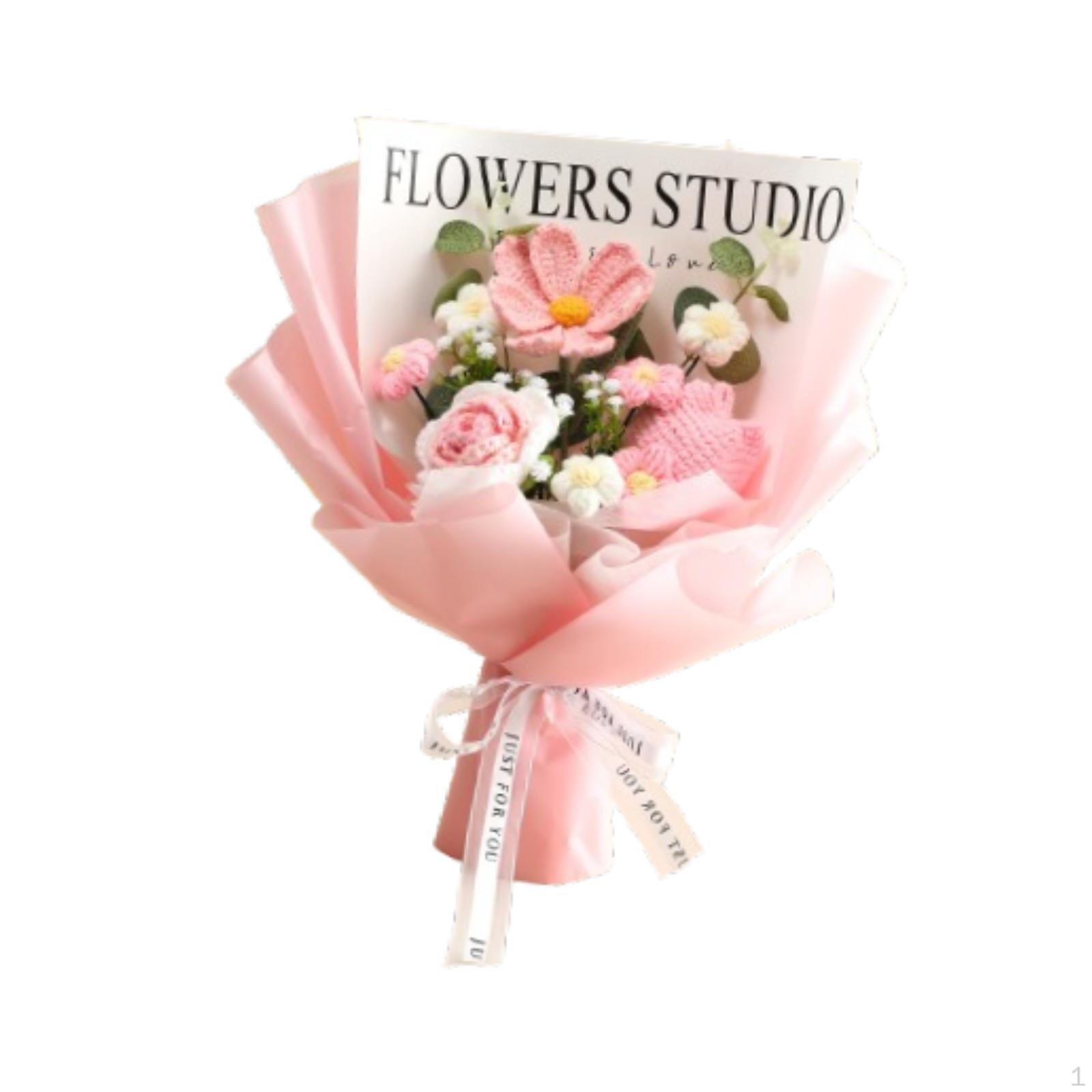 

Вязаный крючком букет, вязаные искусственные цветы гезанга, подарок на день рождения розовый