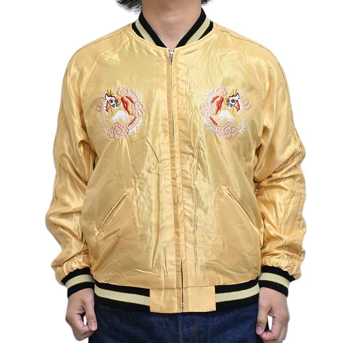 Tailor Toyo Souvenir Jacket Acetate Sukajan ROARING TIGER JAPAN MAP Taylor Toyo TT15682-145 × (JP, Alphabet, M, Green)