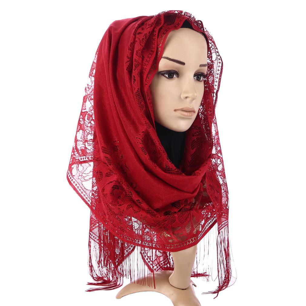 60x170cm Lace Fringe Hijab, Headscarf Shawl for Women