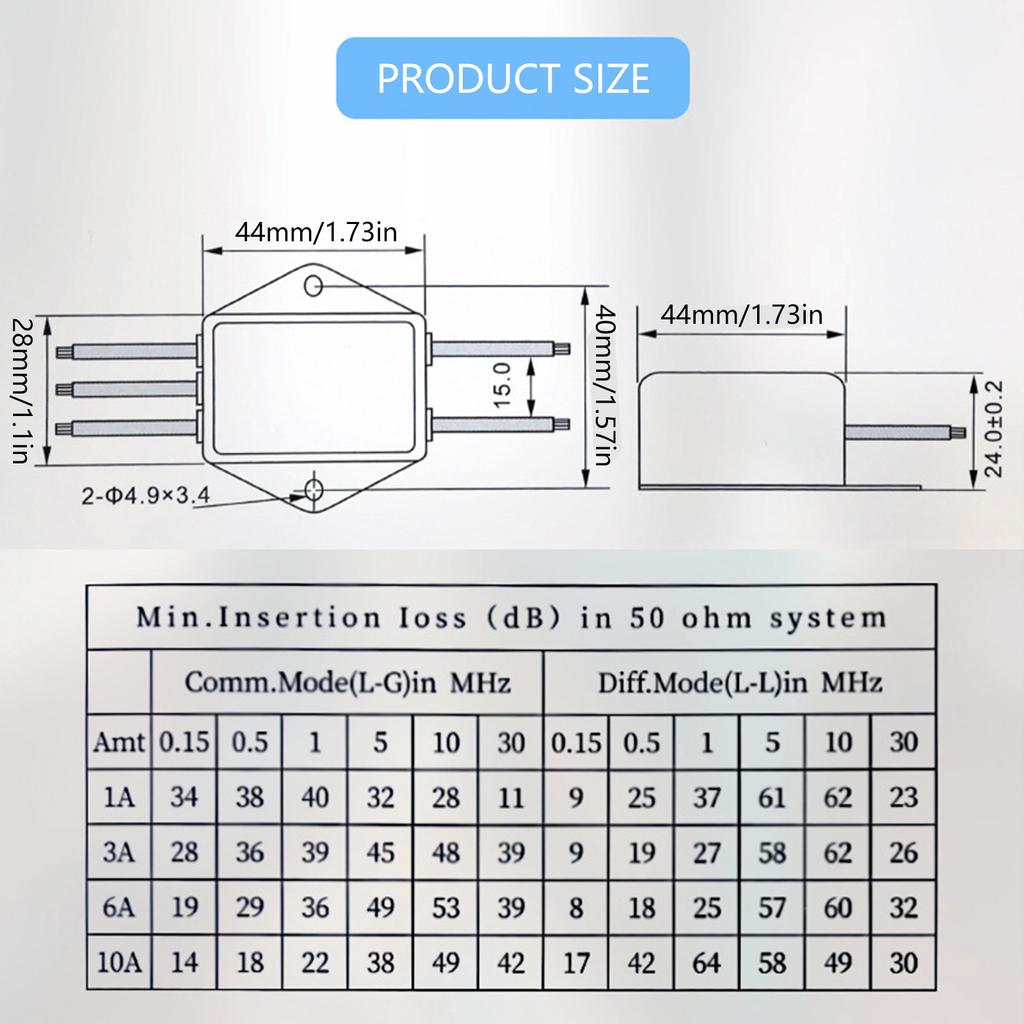 Filter Single Phase 250V Electromagnetic Interferences Suppressors for Continuous and Intermittent Pulse Disturbances