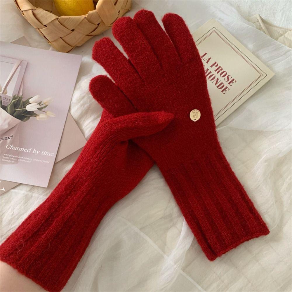 Riding Gloves Keep Warm Full Finger Mittens Wool Knitting Gloves  Autumn and Winter