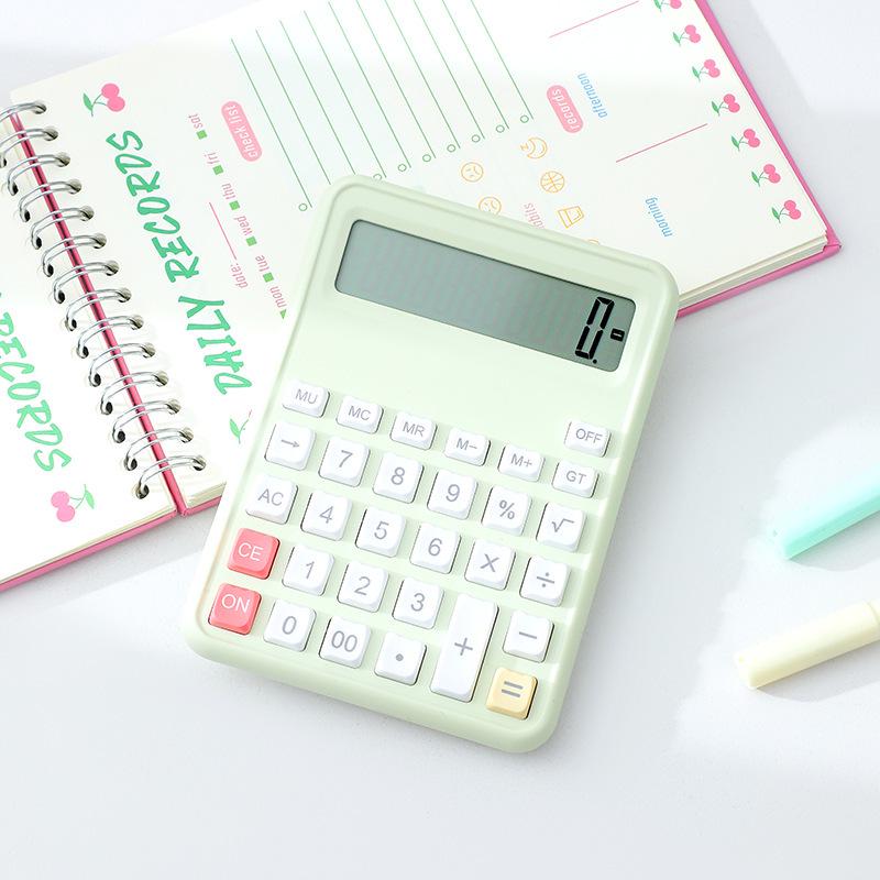 People's Education 10-Digit Synchronous Calculator in Dopamine Color – Multifunctional Office Tool for Elementary Students