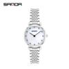 Sanda Trendy Diamond Roman Numeral Couple Watches - Steel Band, Waterproof Women's Wristwatch