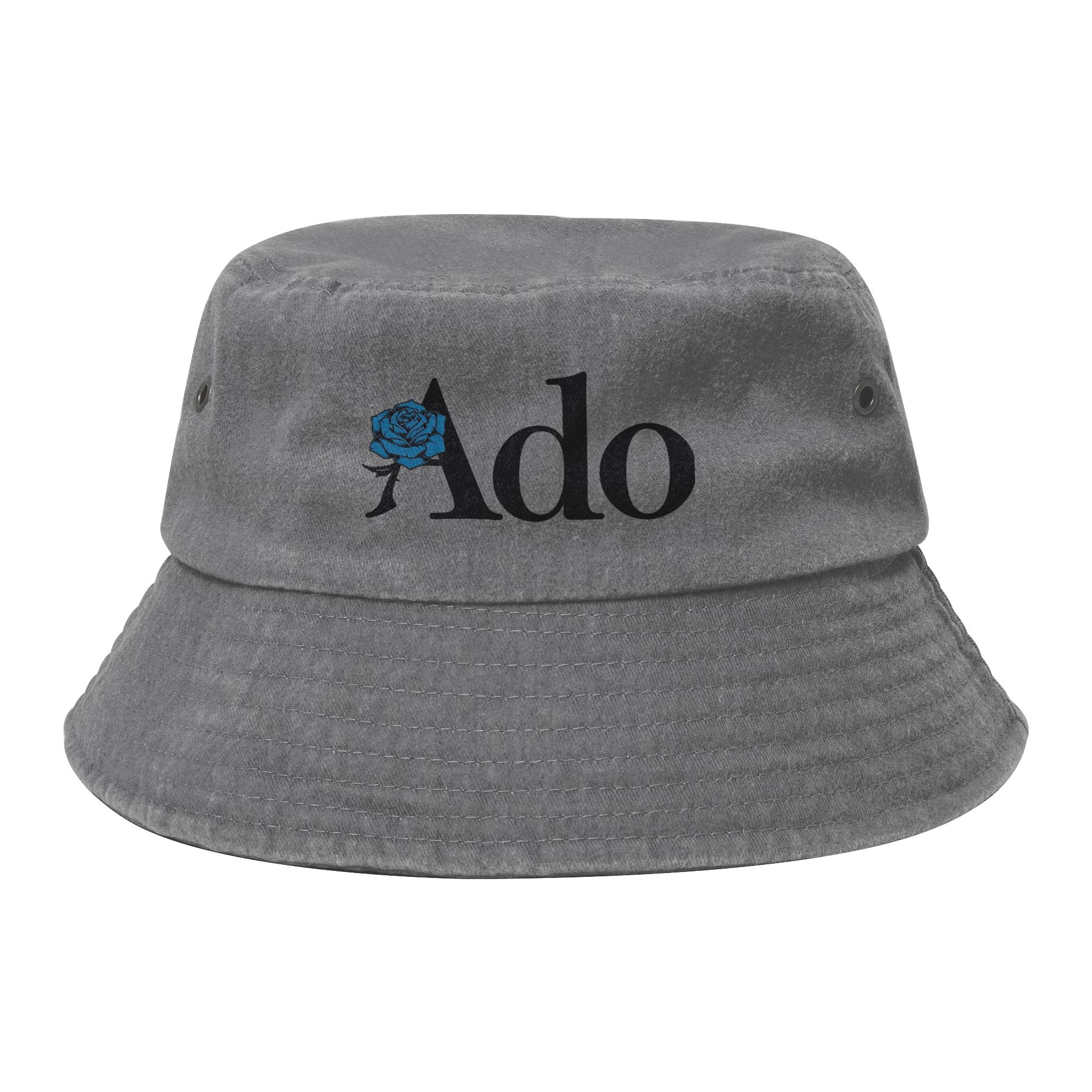 Ado Text Blue Rose Logo Bucket Hat for Unisex Summer Vocation Sun Hat Style UV Protection for Outdoor Fishing Hat Boonie Hat One Size