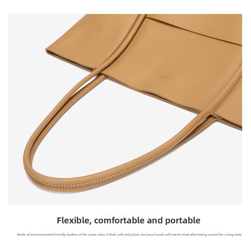 Leather Women's Bag Tote Bag Summer Hand-held Large Bag Cowhide Commuter Shoulder Bag Women's Large Capacity