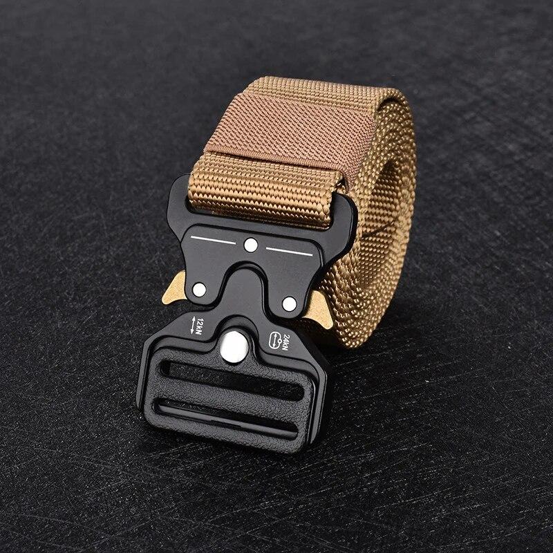 Unisex Tactical Belt Solid Color Canvas Nylon Belt Metal Buckle Adjustable Waistband Casual Jeans Pants Belts For Women & Men