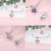 Original Copper Butterfly Clover Pendant Pink Flowers Bead Fit Bracelet Women Jewelry Diy Anniversary Fine Gift