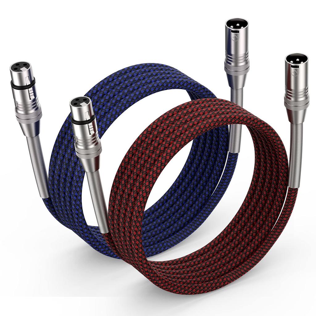 XLR Cable 1.8M x2, Ciwoda XLR Male to Female Multicolor Heavy Duty Nylon Braided Cable, 3-Needle XLR Balanced Cable for Microphones, Microphones, and