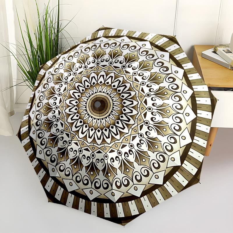 1pc Mandala Pattern Automatic Open/Close Umbrella, Folding Compact Umbrella with Lightweight Design for Women/Menyy251028214