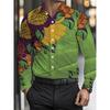 New Gold-plated Floral Print Men's Long Sleeved Shirt, Light Luxury Retro Court Style Shirt, Business Casual Trendy Top