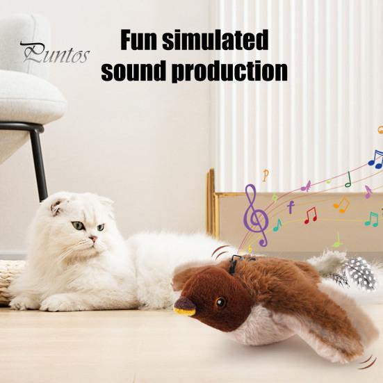 Realistic Chirping Bird Cat Toy Flapping Rechargeable Chasing Interactive Play Plush Flying for Indoor Cats Active Exercise Hunting Instincts