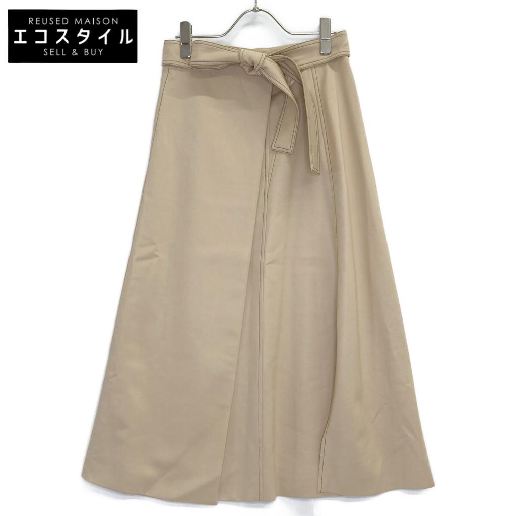 Sportmax 210604936 Beige Viscose X Virgin Wool Belted Wrap Long Skirt Skirt 38 beigeUsed