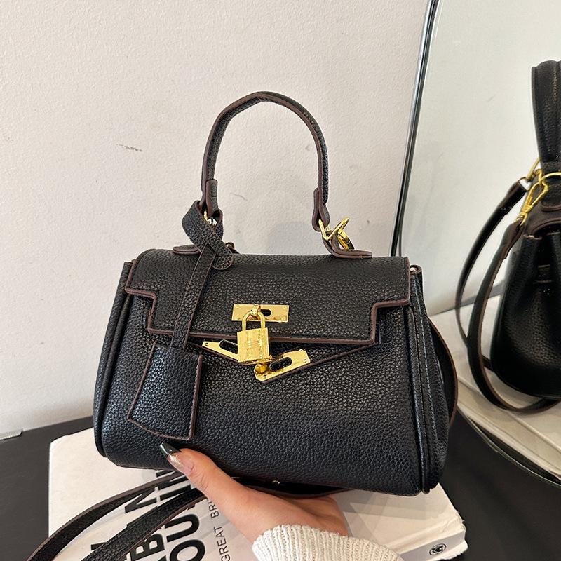 New Lychee Pattern Small Lock Portable Shoulder Messenger Trendy Women's Bag