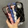 Luxury Plating 3D Diamond Lattice Pattern Soft Silicone Phone Case For iPhone 14Plus 11 12 13 15 Pro Max Shockproof Protection Cover