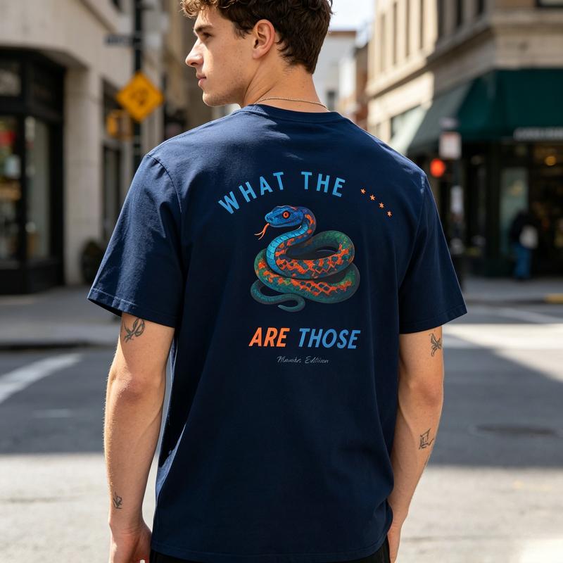 What The Are Those Snake Graphic T Shirt Funny Meme Print Tee Unisex Unisex Soft Cotton Crew Neck Short Sleeve Trendy Streetwear