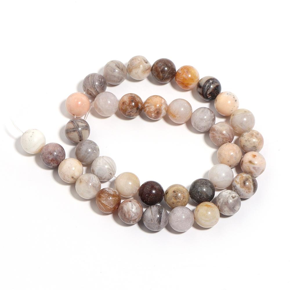 Natural Bamboo Leaf Agate Stone Beads 4 6 8 10 12mm Round Loose Gemstone Beads For Jewelry Making DIY Necklace Bracelet Supplies