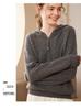 Women's 2024 Thickened Cashmere Half-Button Hoodie Sweater - Casual, Versatile Knit Outerwear