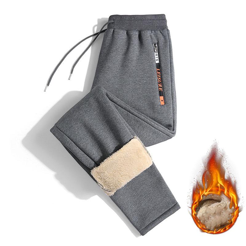 Vinterbukser herre pelsforede joggebukser tykke joggebukser med snøring Bukser herre fleece løpebukser Varm fløyel ankelbukser