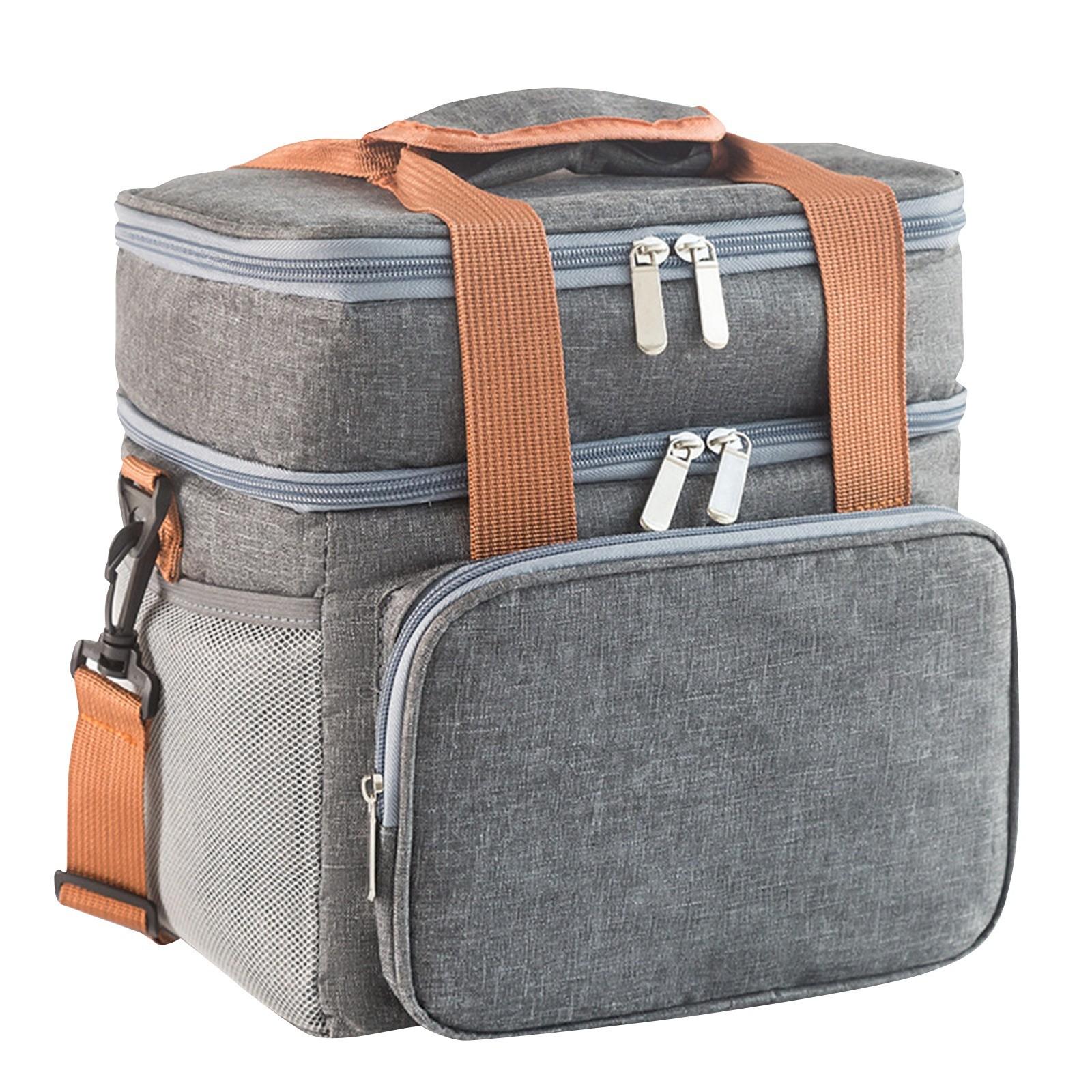 

Изолированный большой ланч-бокс, двойной прочный ланч-бокс, герметичные охлаждаемые сумки, подходит для полетов, пляжных однодневных поездок One Size серый