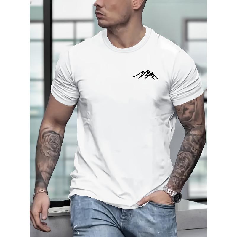 

Європейські розміри Універсальна футболка для чоловіків, стильний та повсякденний топ з коротким рукавом з модними принтами для чоловічого одягу 4XL білий