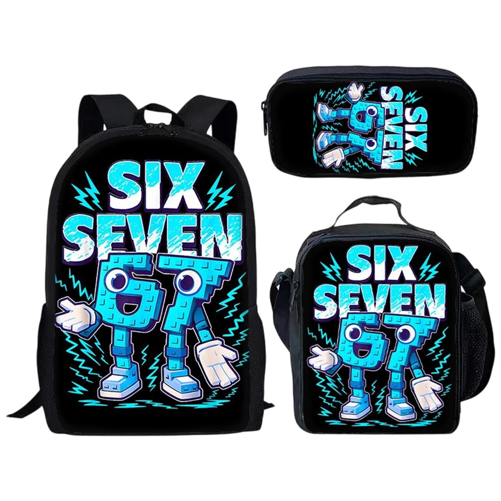 Bedrucktes Rucksack-Set mit Brotdose und Federmäppchen, 3-teiliges Schulbündel für Schüler