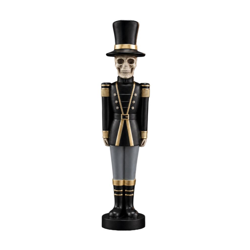 Noccioline Scheletro Statuetta Decorazione di Halloween Statua Soldato in Piedi con Cappello Alto e Uniforme Dettagliata per Esposizione Stagionale