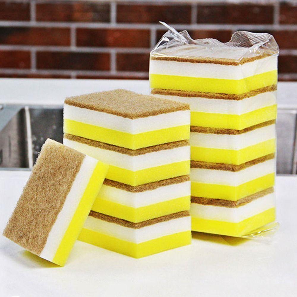 1/5 stk dobbeltsidig oppvasksvamp dekontaminering rengjøringsfille slitesterk magisk svamp