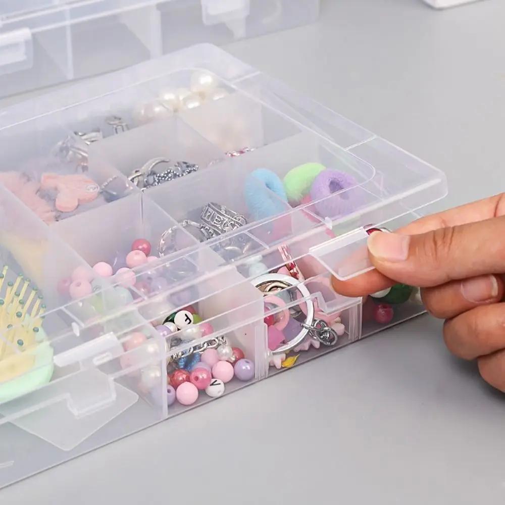 1Pcs Transparent Plastic Storage Box Adjustable Display Case Container Box Jewelry Button Hardware Tool Storage 14 Grids