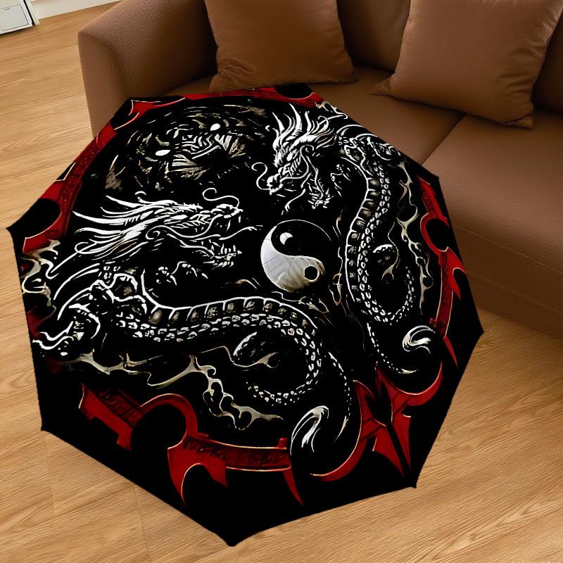 1PC Dragon Yin Yang Umbrella-8-Rib Reinforced, Automatic Open, Lightweight & Durable, Cute Fashion Accessory for Outdoor-A1265