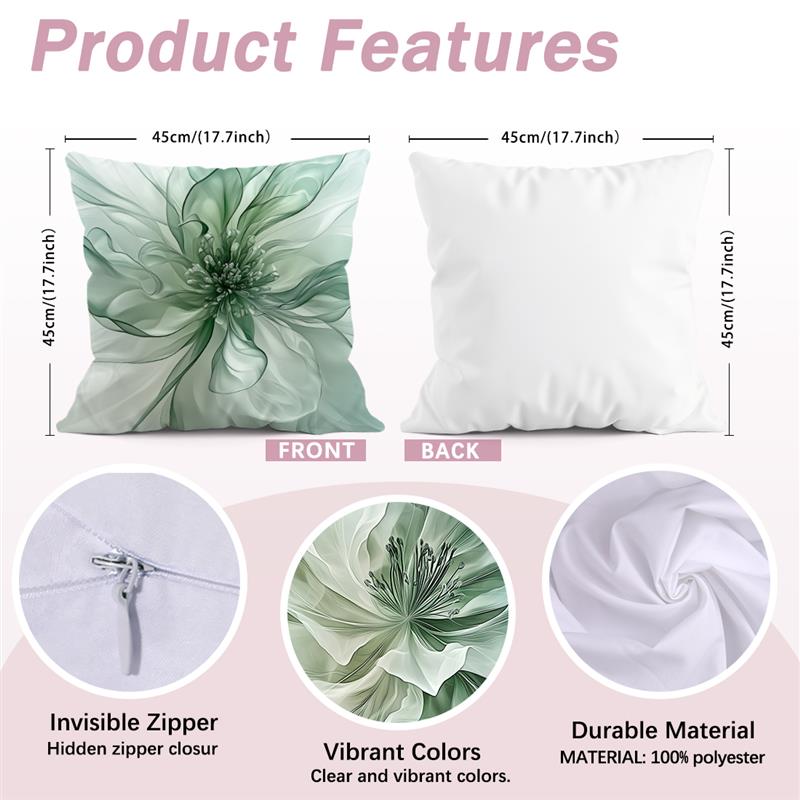 Green Watercolor Flowers Decorative Cushions Pillowcase Cushion Cover Throw Pillow Sofa Decoration Pillowcover Home Decor