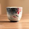 Blue and White Flint Red High-end Master Cup with Gold Stroke Hand-painted Lotus Rhyme, Koi Fish, Hexagonal Cup, Ceramic Tea Cup