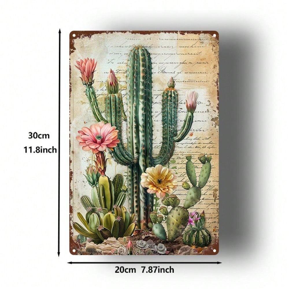 Vintage Metal Cactus Wall Art Sign Decor for Bar Home
