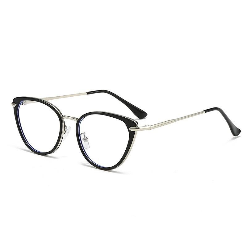 Ins Cat Eye Presbyopia Glasses Cold Tea Color HD Anti Blue Light Glasses Frame Advanced Plain Whitening Glasses