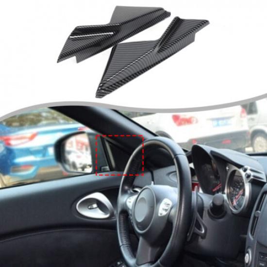 Carbon Fiber ABS Interior Door A-Pillar Cover Trim For Nissan 370Z Z34 09-20