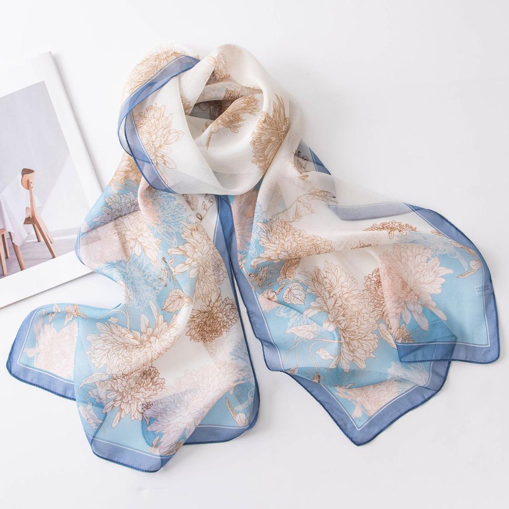 Mulberry Silk Long Scarf With High-end Feel Summer Thin Printed Shawl Women's Mother's Day Gift