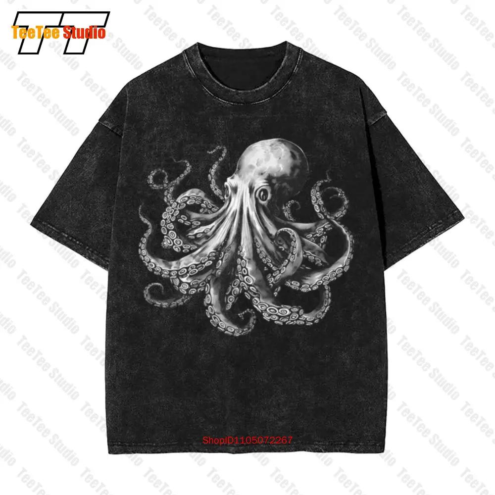 Octopus Vintage Oversized TShirt Heavy Cotton Japanese Calligraphy IVV S