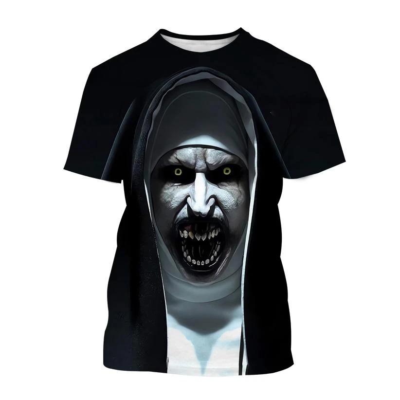 Halloween Fashion Ghost Valak Horror Movie Nun 3D Printed T-shirt Men's and Women's Holiday Tops Casual Tops for Children