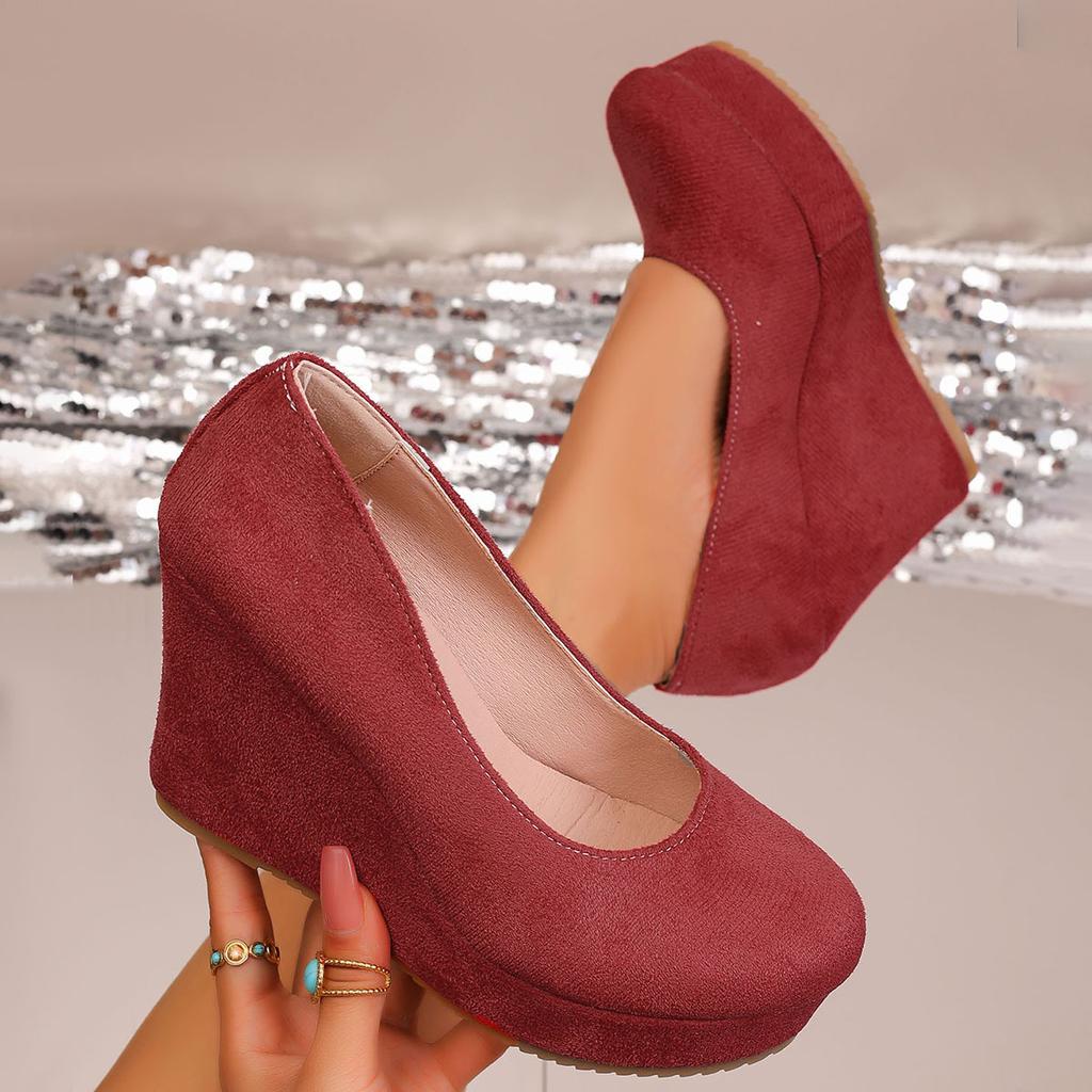 Spring/Autumn Pointed Toe Wedge Heel Shoes for Women, Fashionable Thick Sole Low-Cut High Heels, Women's Shoes 2026