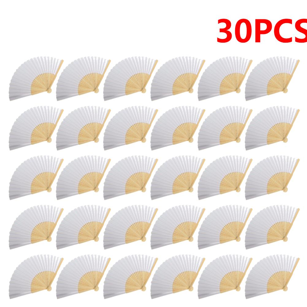 50/1pcs DIY Paper Bamboo Folding FanAdults Kid Hand Fans Calligraphy Painting Practice Blank White Fan for Wedding Room Decor