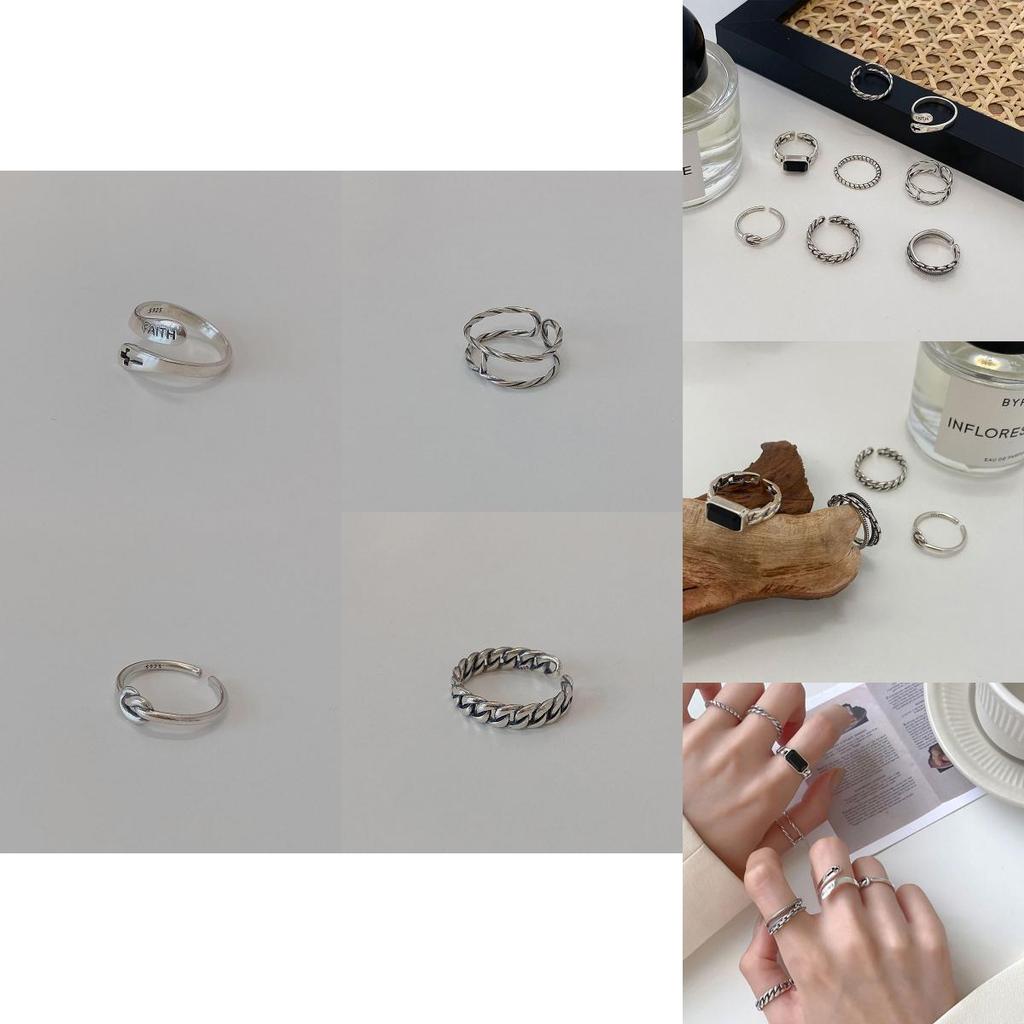 Unique S925 Silver Layered Hip Hop Ring For Women With Geometric Design And Versatile Style