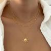 DOTIFI Stainless Steel Vintage Sun Pendant Three-Tier Necklace Women's Minimalist Fashion Collar Chain Jewellery Creative Gift