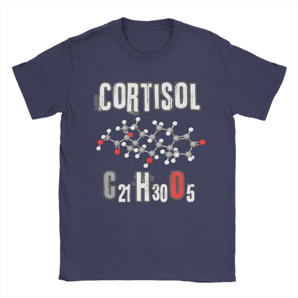 Magliette Design Molecola Cortisolo Uomo Cotone Puro Magliette Novità Girocollo T-shirt Manica Corta Top Stampati